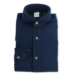 Shirt sport slim fit velvet cotton blue or grey garment dyed Tokyo Finamore 1925