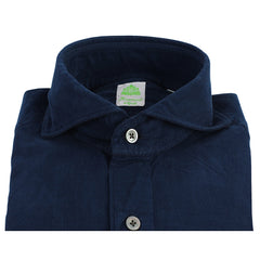 Shirt sport slim fit velvet cotton blue or grey garment dyed Tokyo Finamore 1925