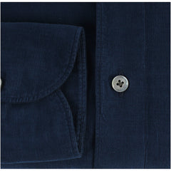 Camicia sportiva slim fit Tokyo Finamore 1925. Velluto cotone blu o grigio tinto in capo 