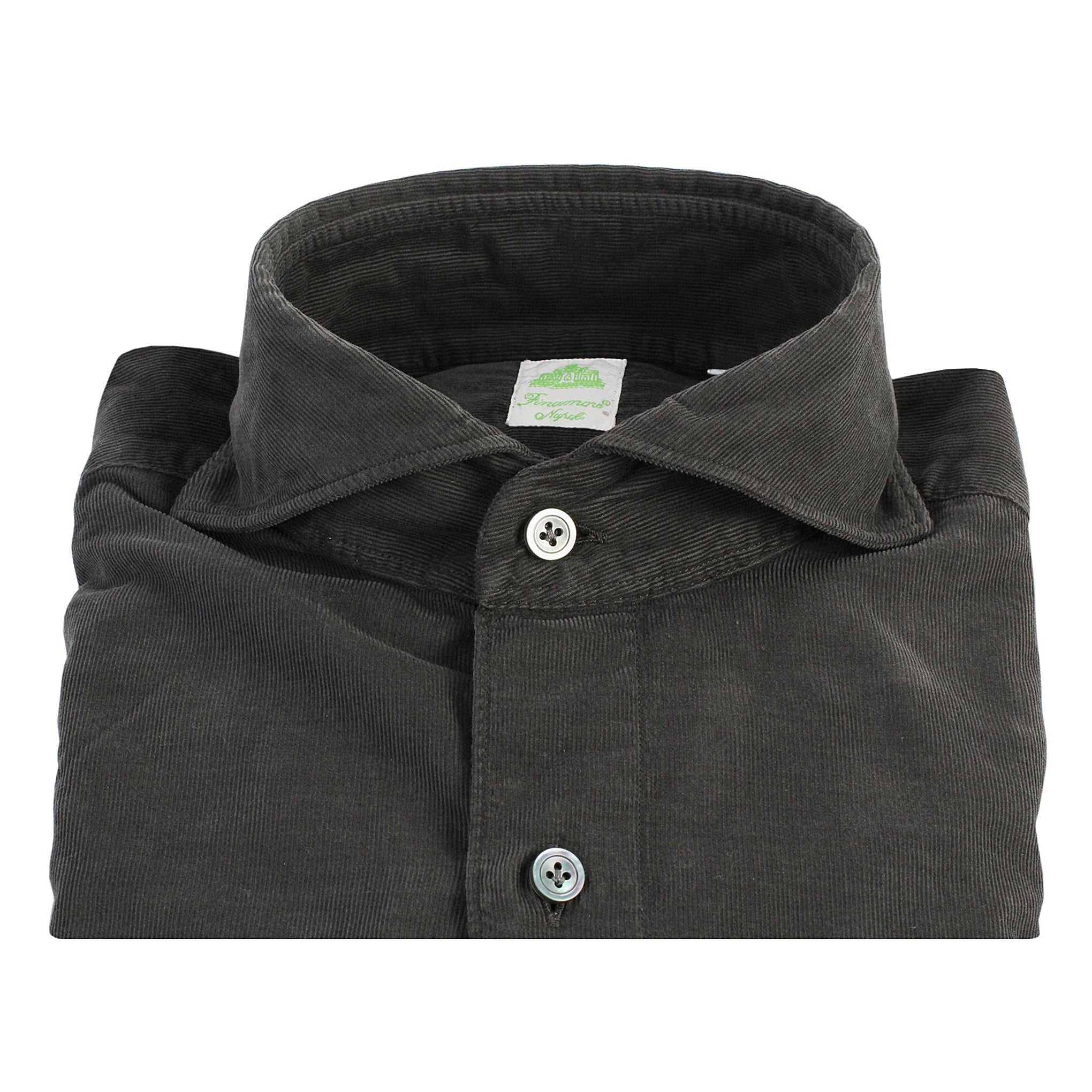 Camicia sportiva slim fit Tokyo Finamore 1925. Velluto cotone blu o grigio tinto in capo 