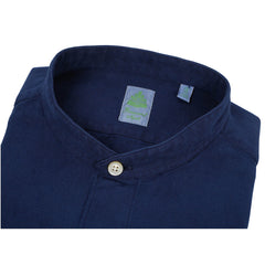 Shirt Tokyo sport slim fit cotton guru collar garment dyed blue