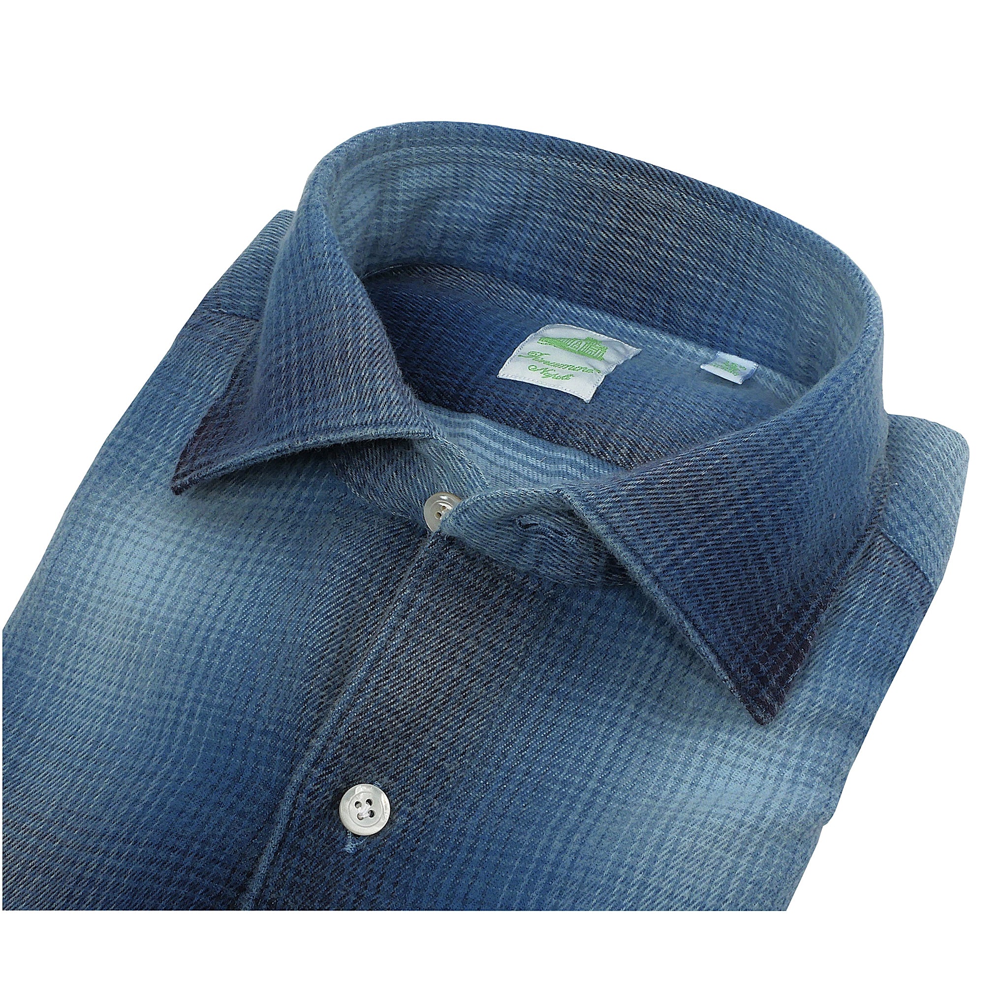 Tokyo slim fit shirt in fake indigo madras sport in cotton