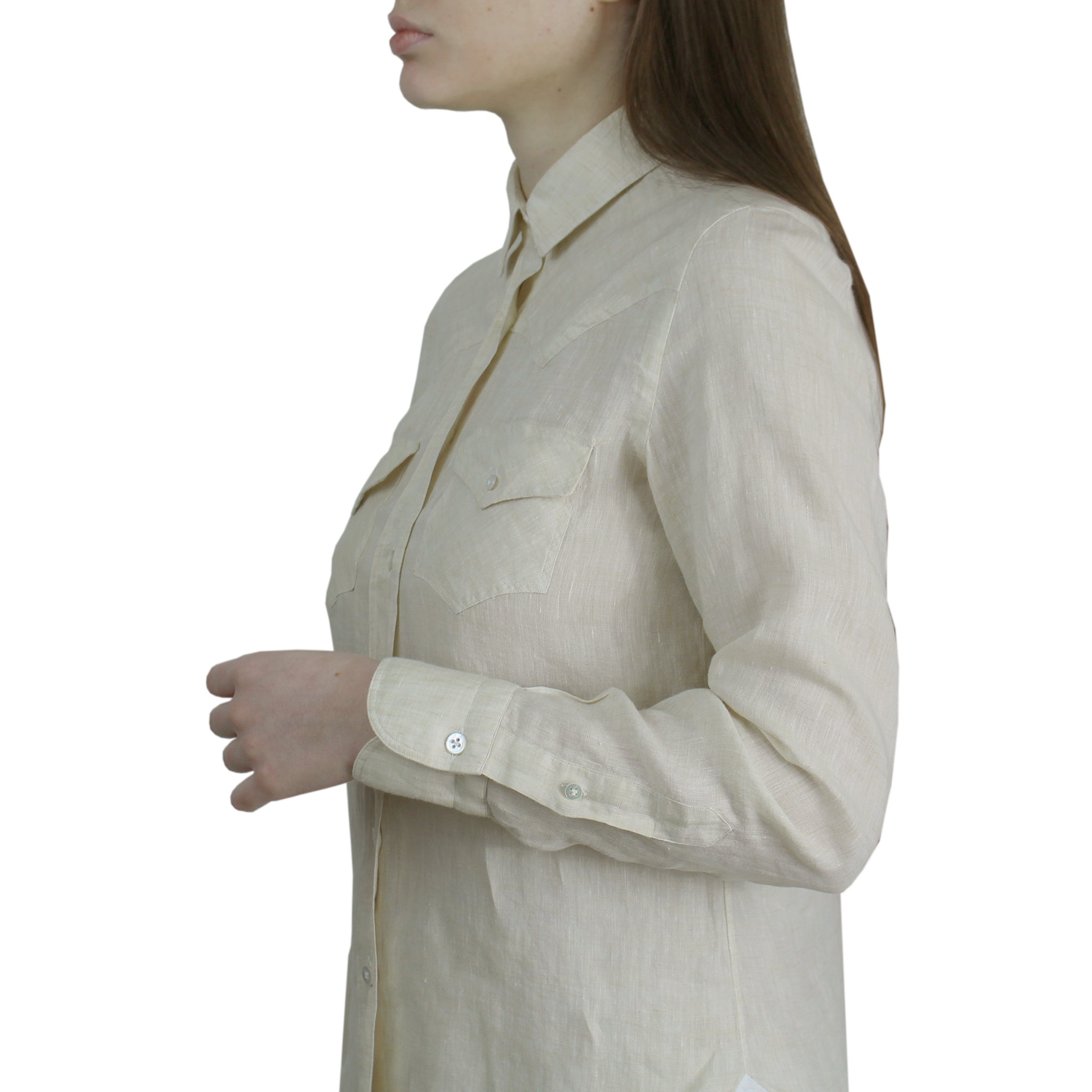 Women's Virginia western style shirt in sand linen