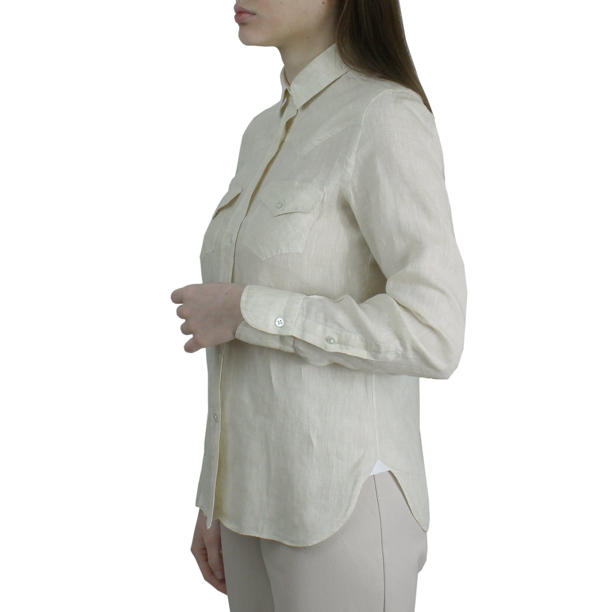 Women's Virginia western style shirt in sand linen