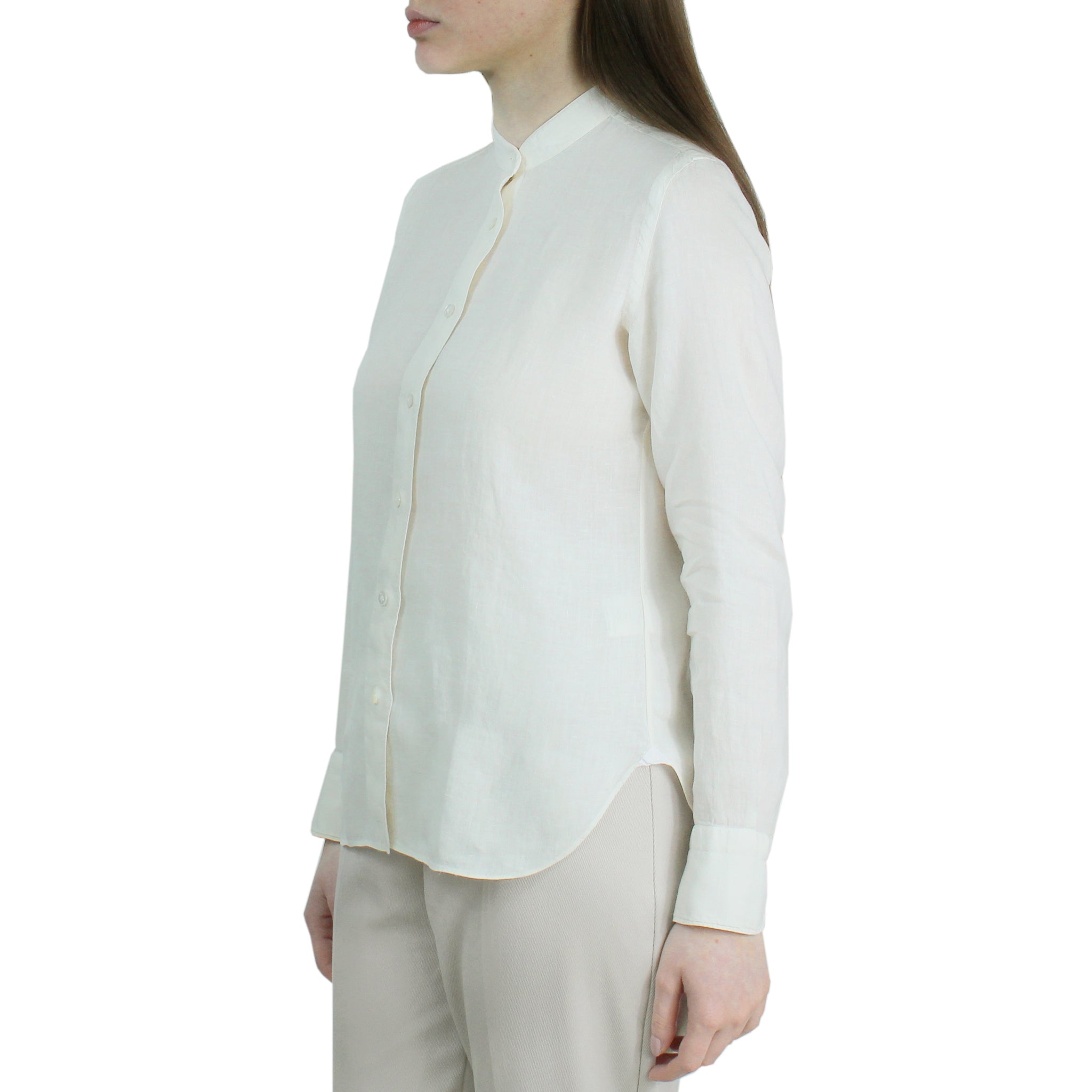 Women's slim fit linen guru collar shirt