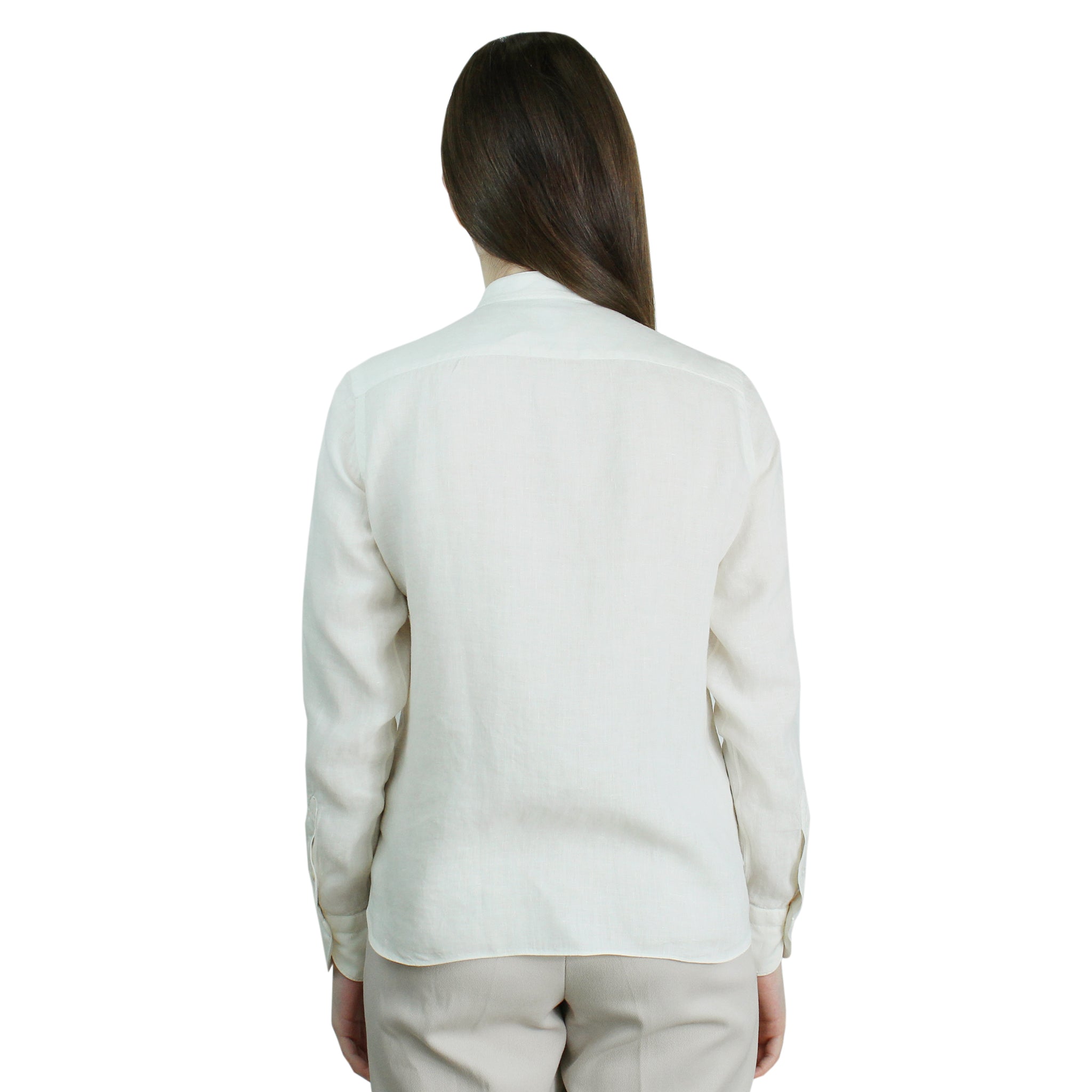 Camicia da donna slim fit in lino con collo guru
