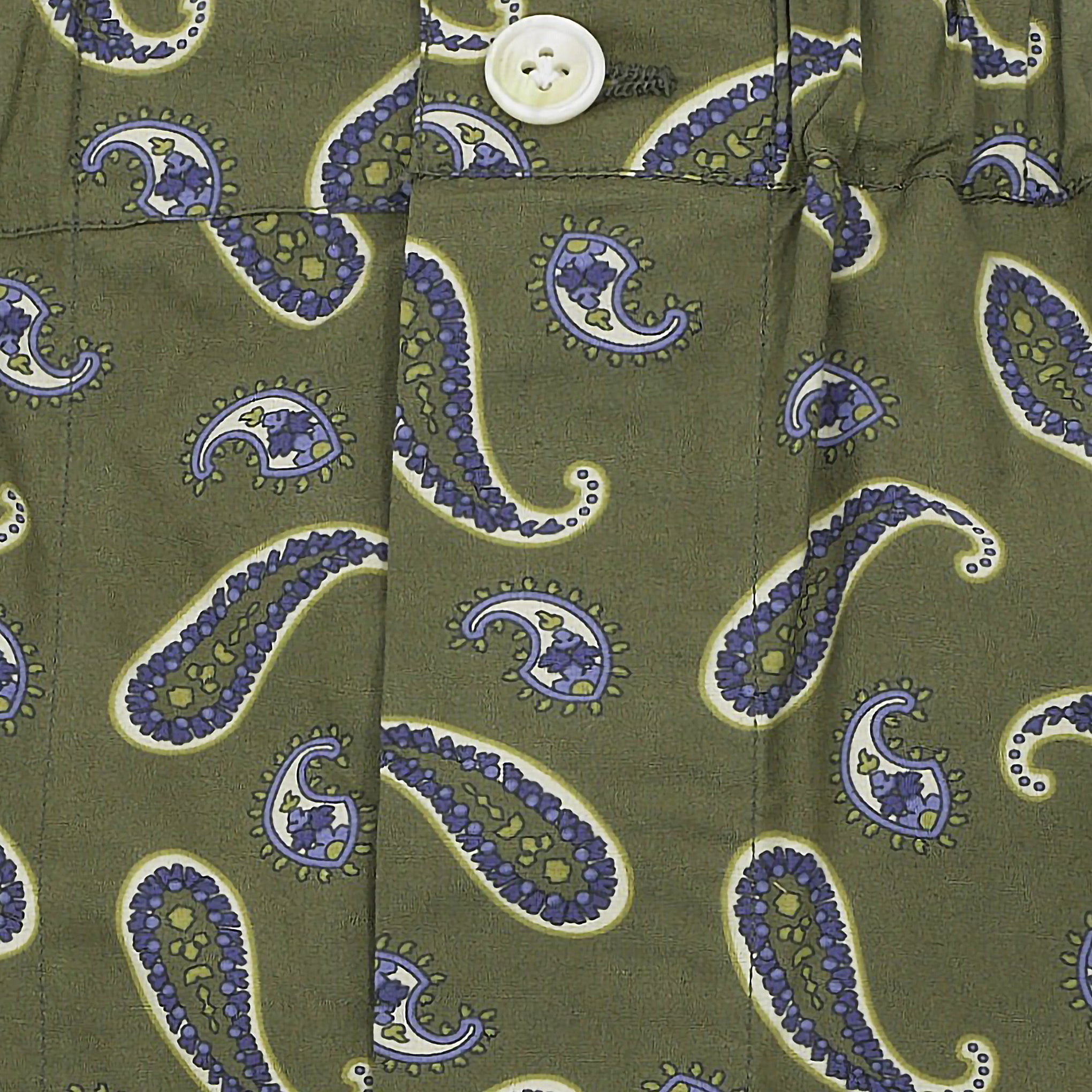 Boxer da uomo in tessuto fantasia paisley verde
