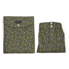 Boxer da uomo in tessuto fantasia paisley verde