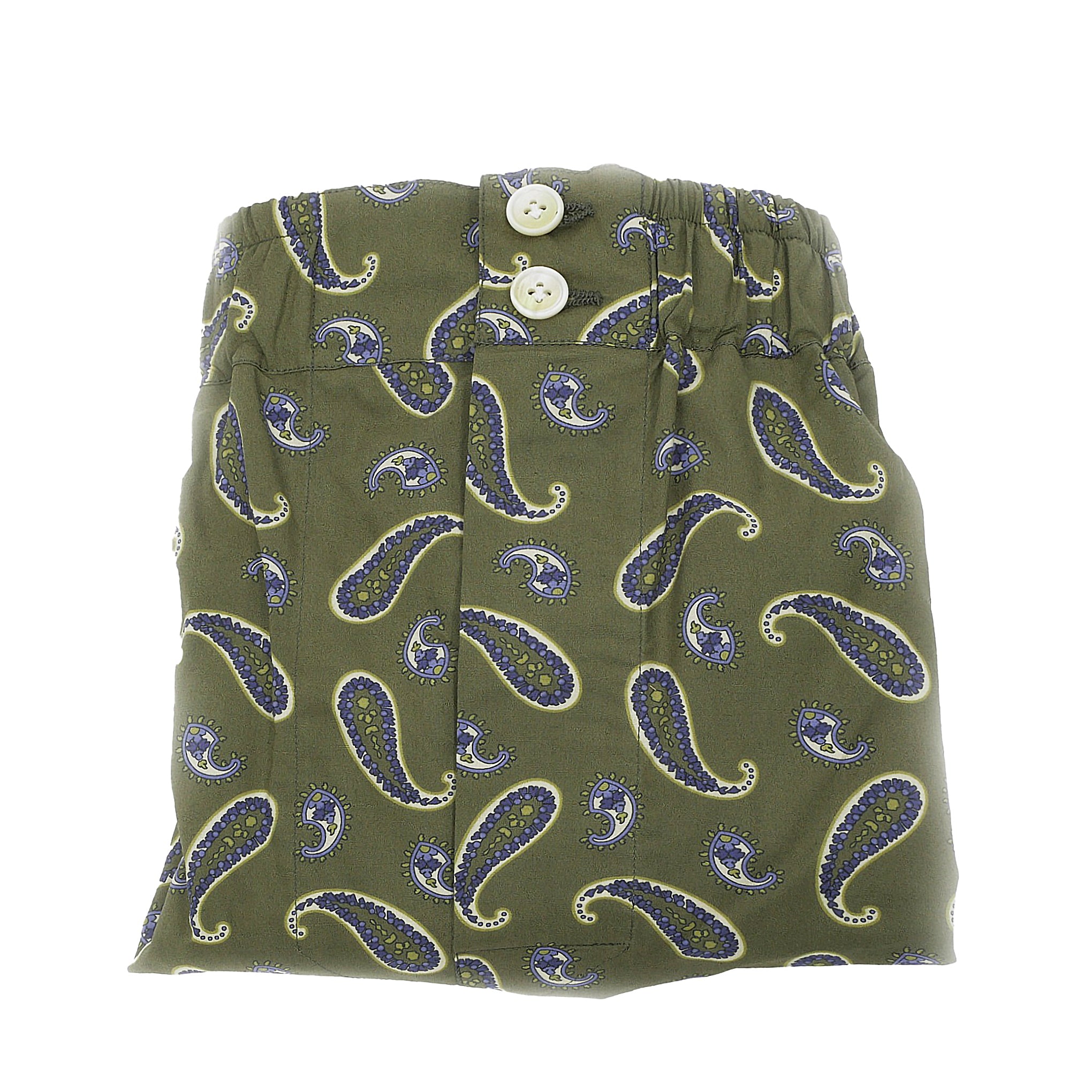 Boxer da uomo in tessuto fantasia paisley verde