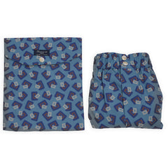 Mens boxer blue geometric patterned fabric