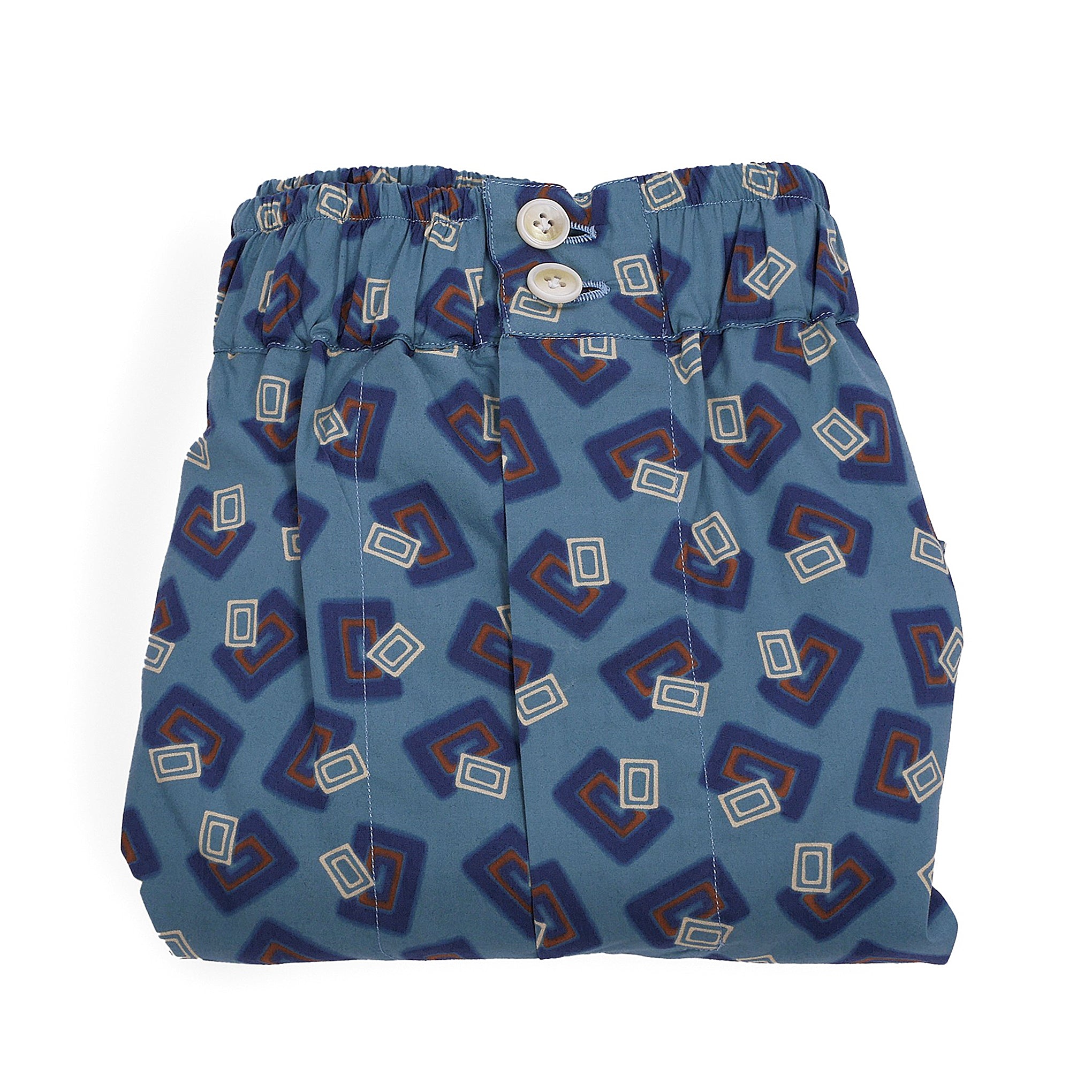 Boxer da uomo in tessuto fantasia geometrica blu