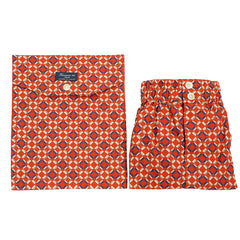 Boxer da uomo in tessuto fantasia geometrica arancione