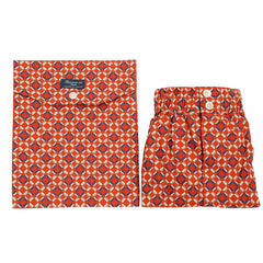 Mens boxer orange geometric patterned fabric