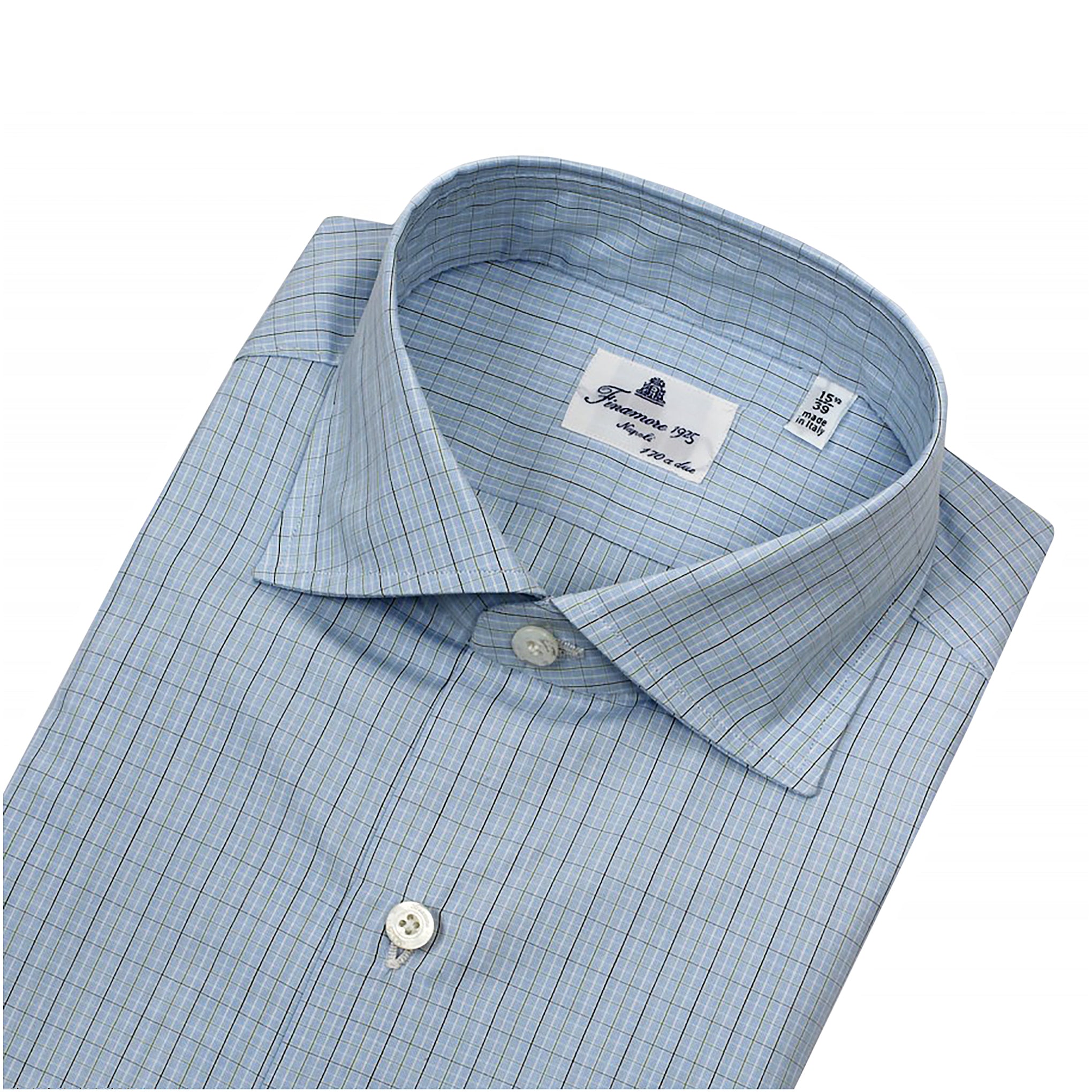 Camicia classica Napoli 170 a due, quadri celeste o rosa Finamore 1925