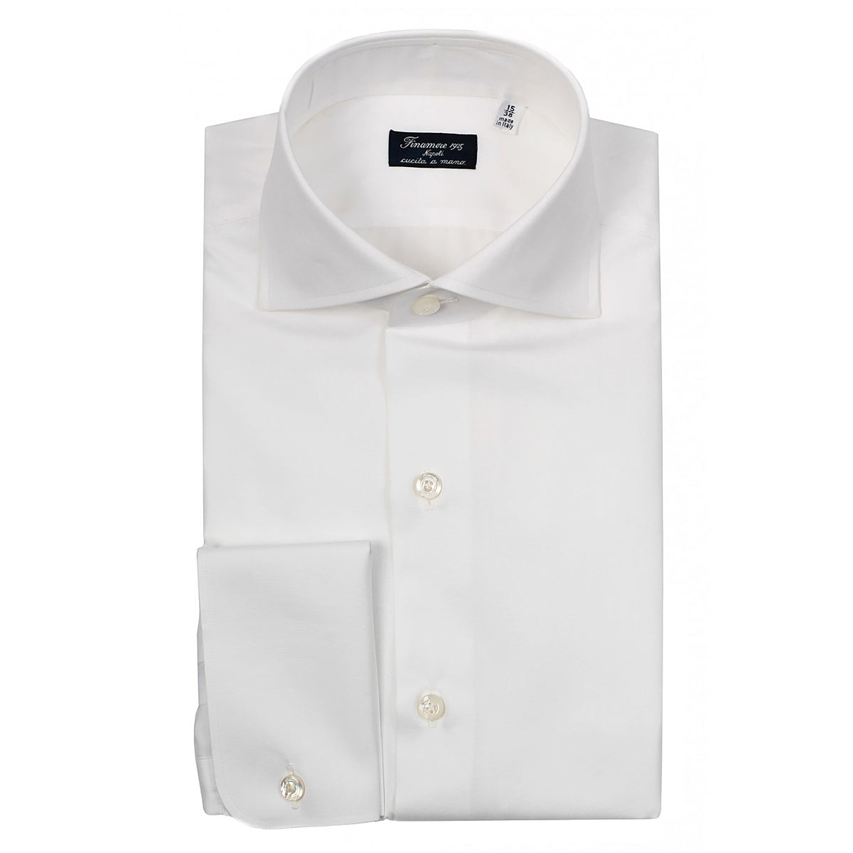 Camicia Napoli classica in Popeline bianco con polso gemelli