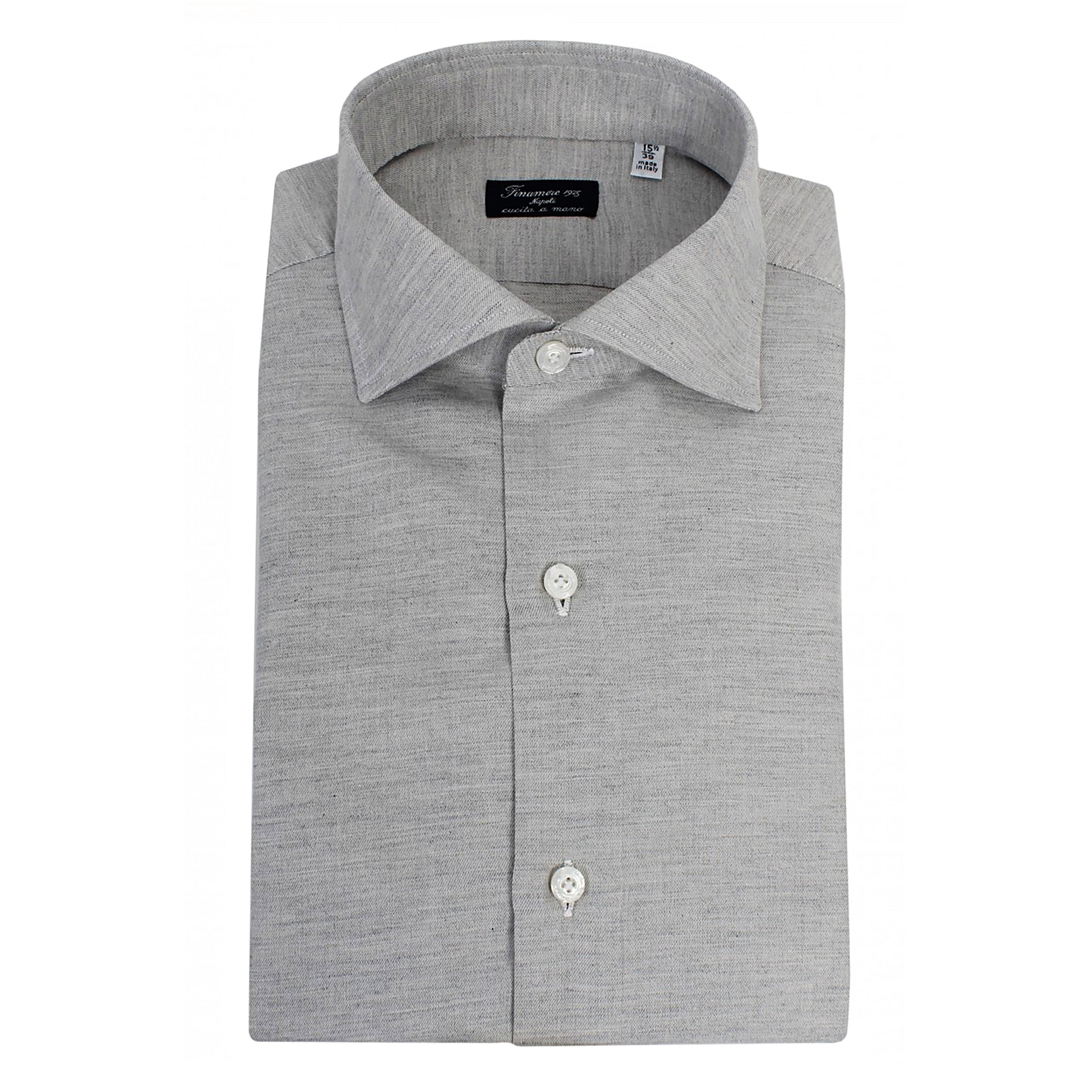 Camicia classica Napoli cotone cashmere celeste o grigio chiaro Finamore 1925