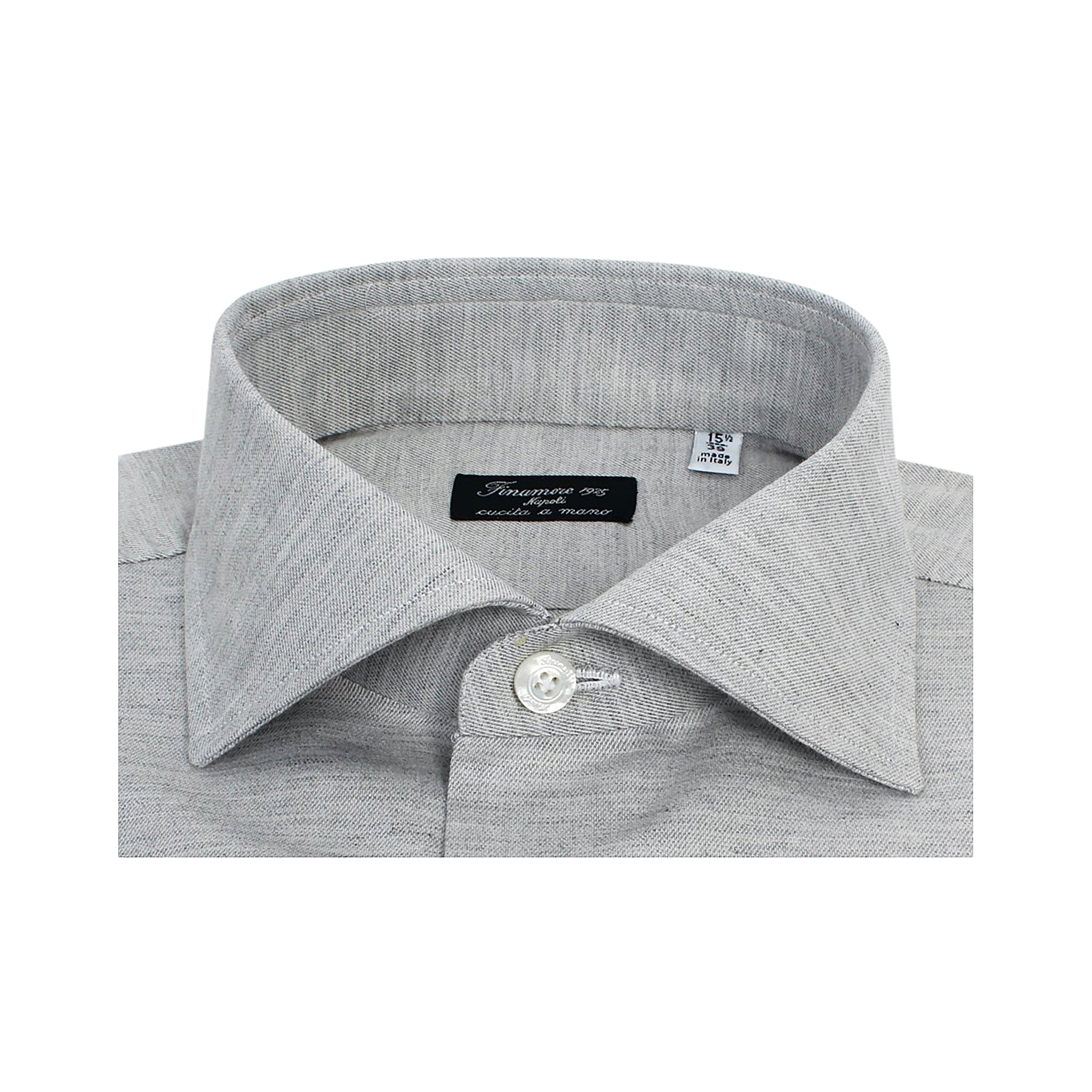 Camicia classica Napoli cotone cashmere celeste o grigio chiaro Finamore 1925