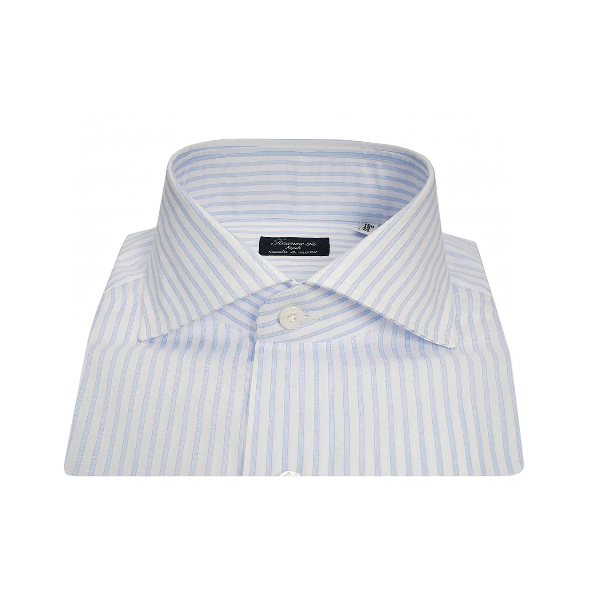 Shirt Napoli classic dress cotton stripe light blue or blue