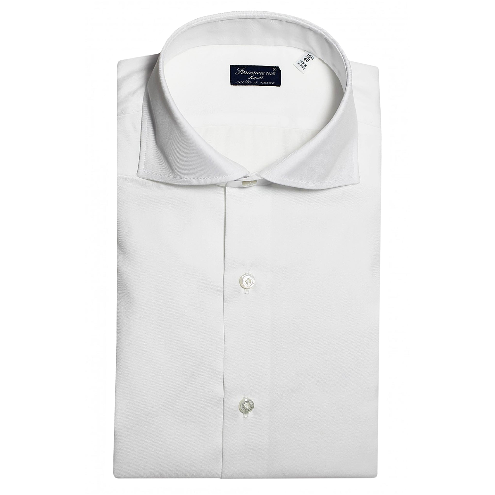 Camicia Napoli Traveller in cotone twill bianco o azzurro Finamore 1925