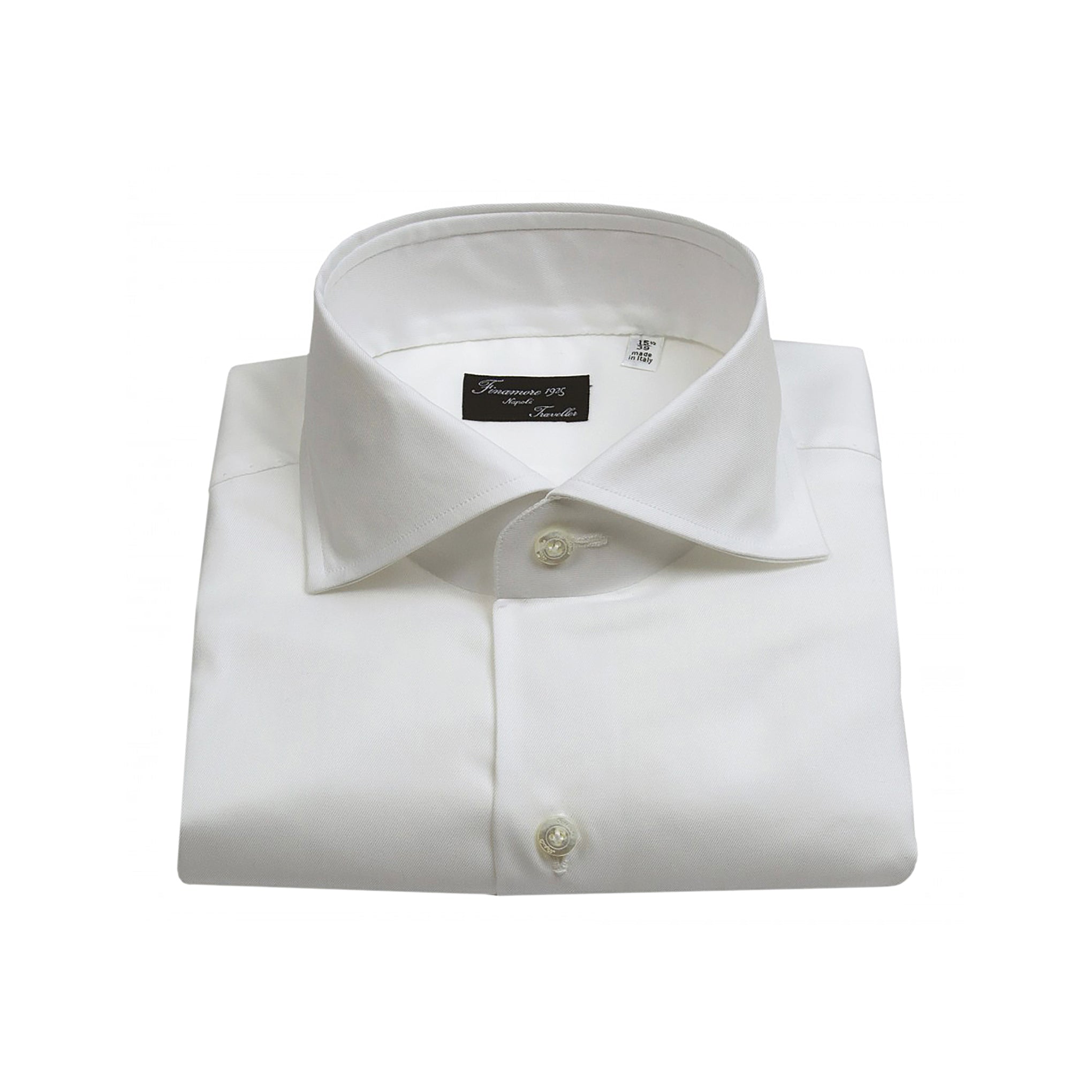Camicia Napoli Traveller in cotone twill bianco o azzurro Finamore 1925