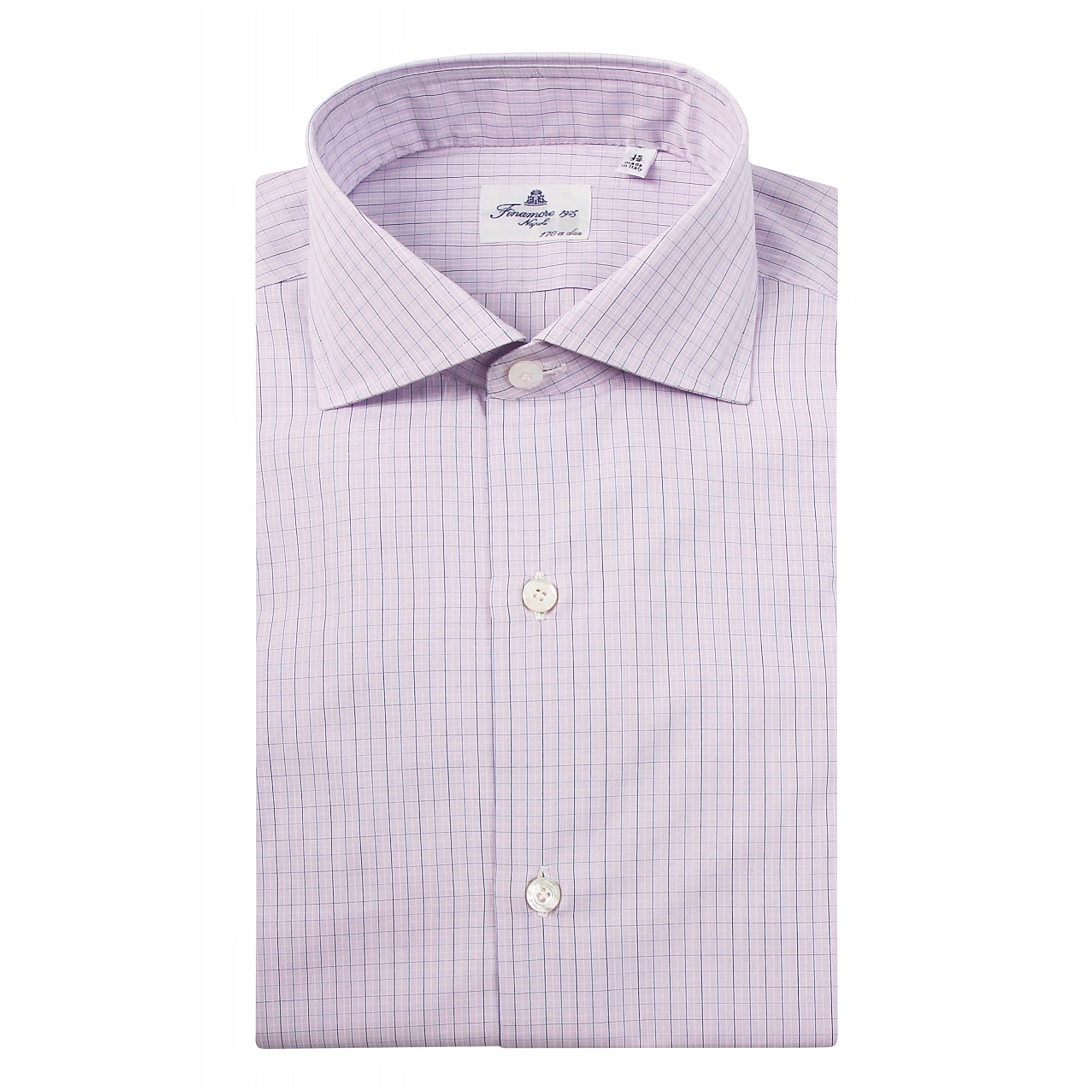 Classic shirt 170 a due check Napoli pink Finamore 1925