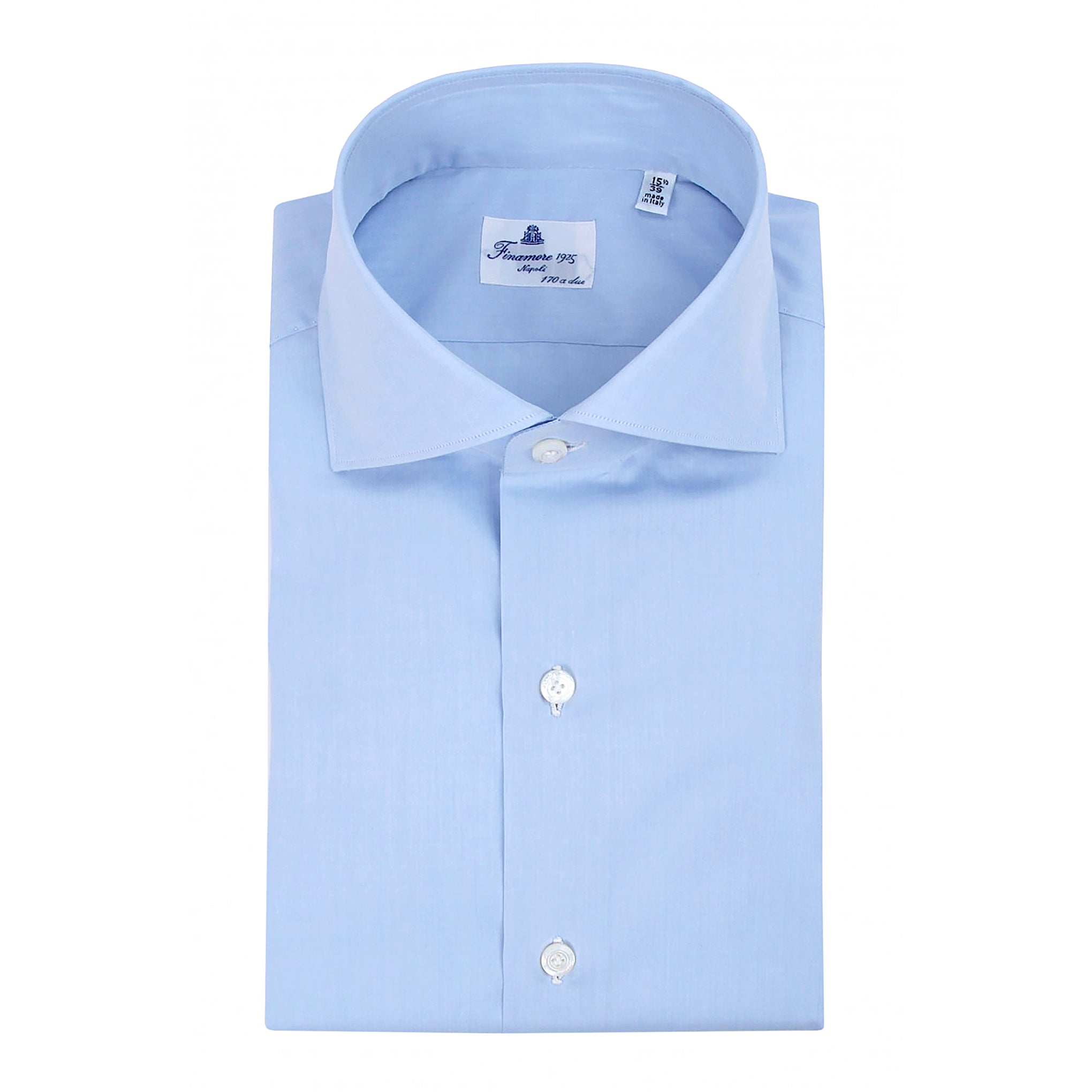 Milano 170 a due dress slim fit light blue french collar. Finamore 1925