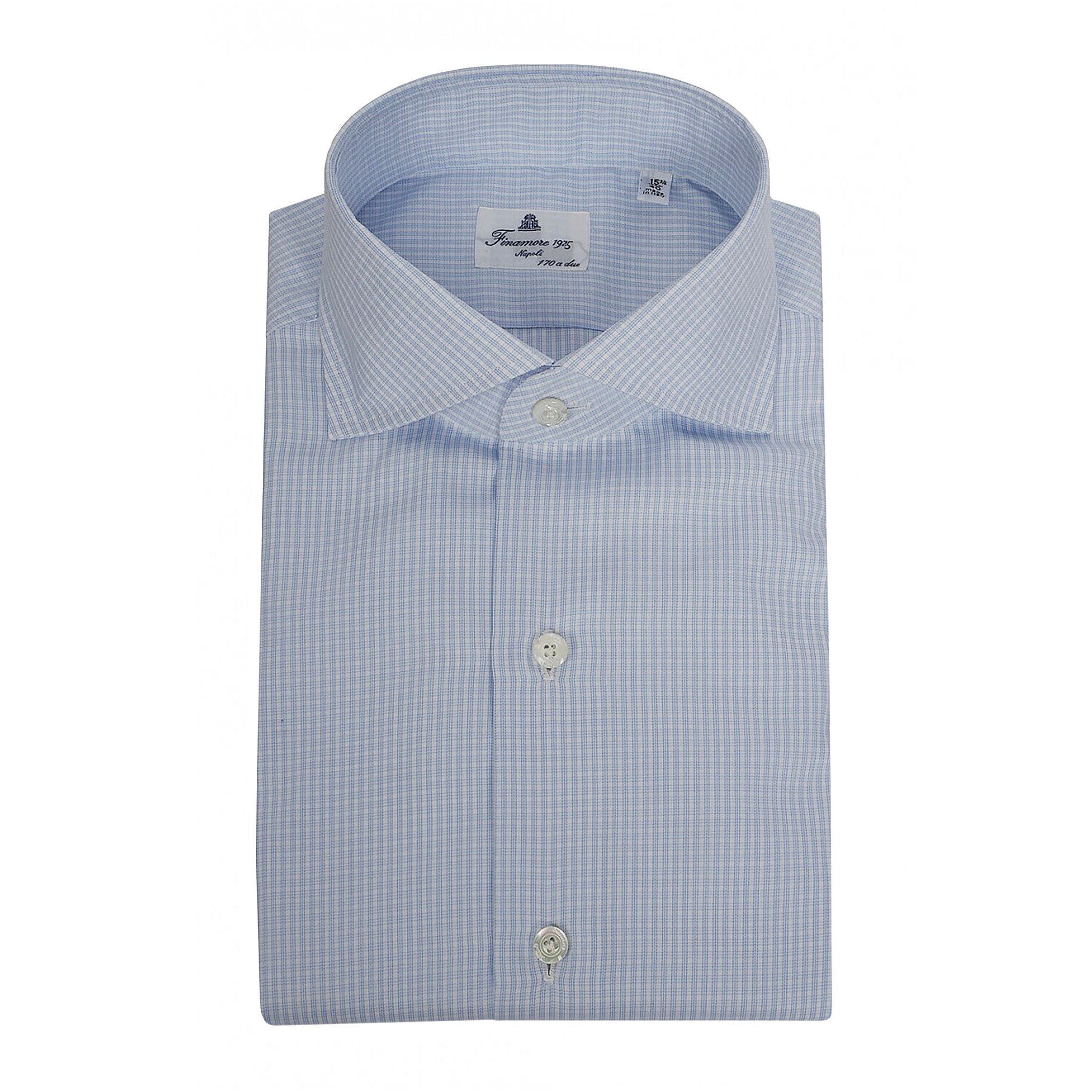 Shirt regular fit Napoli 170 a due light blue check Egyptian cotton