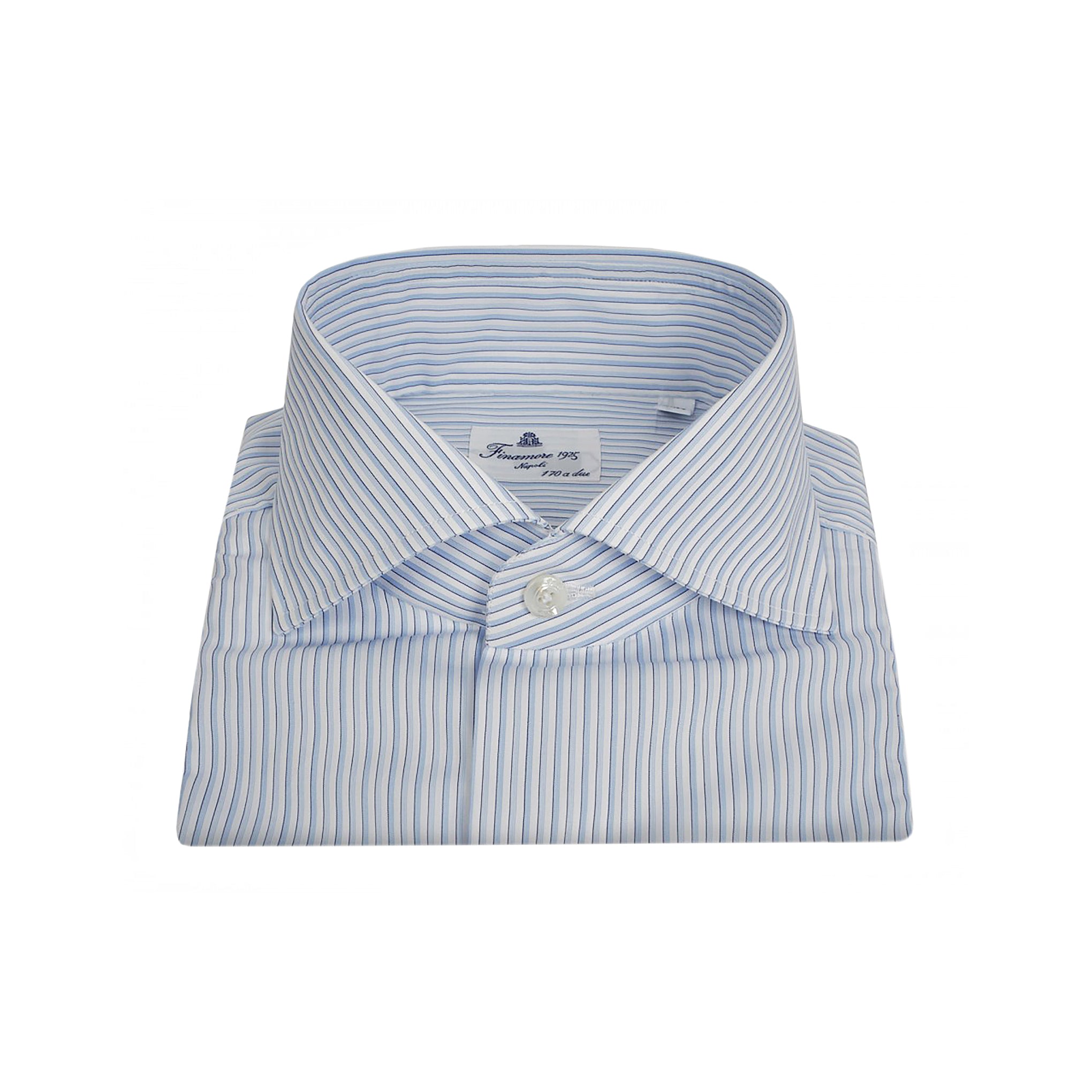 Camicia regular fit Napoli 170 a due in cotone egiziano Giza 45 rigata 