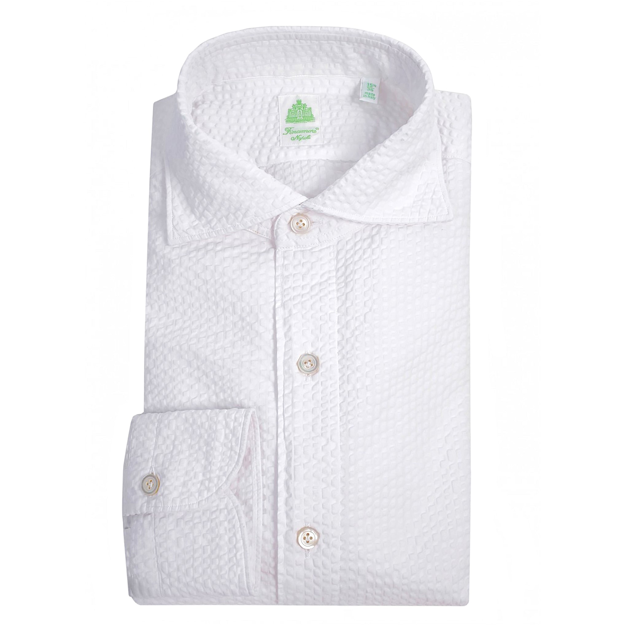 White seersucker slim fit shirt Tokyo Finamore 1925