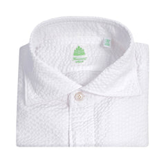 Camicia slim fit in seersucker bianco Tokyo Finamore 1925