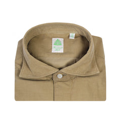 Shirt sport slim fit camel velvet cotton Simone Tokyo Finamore 1925