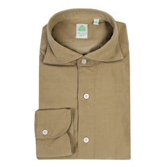 Shirt sport slim fit camel velvet cotton Simone Tokyo Finamore 1925
