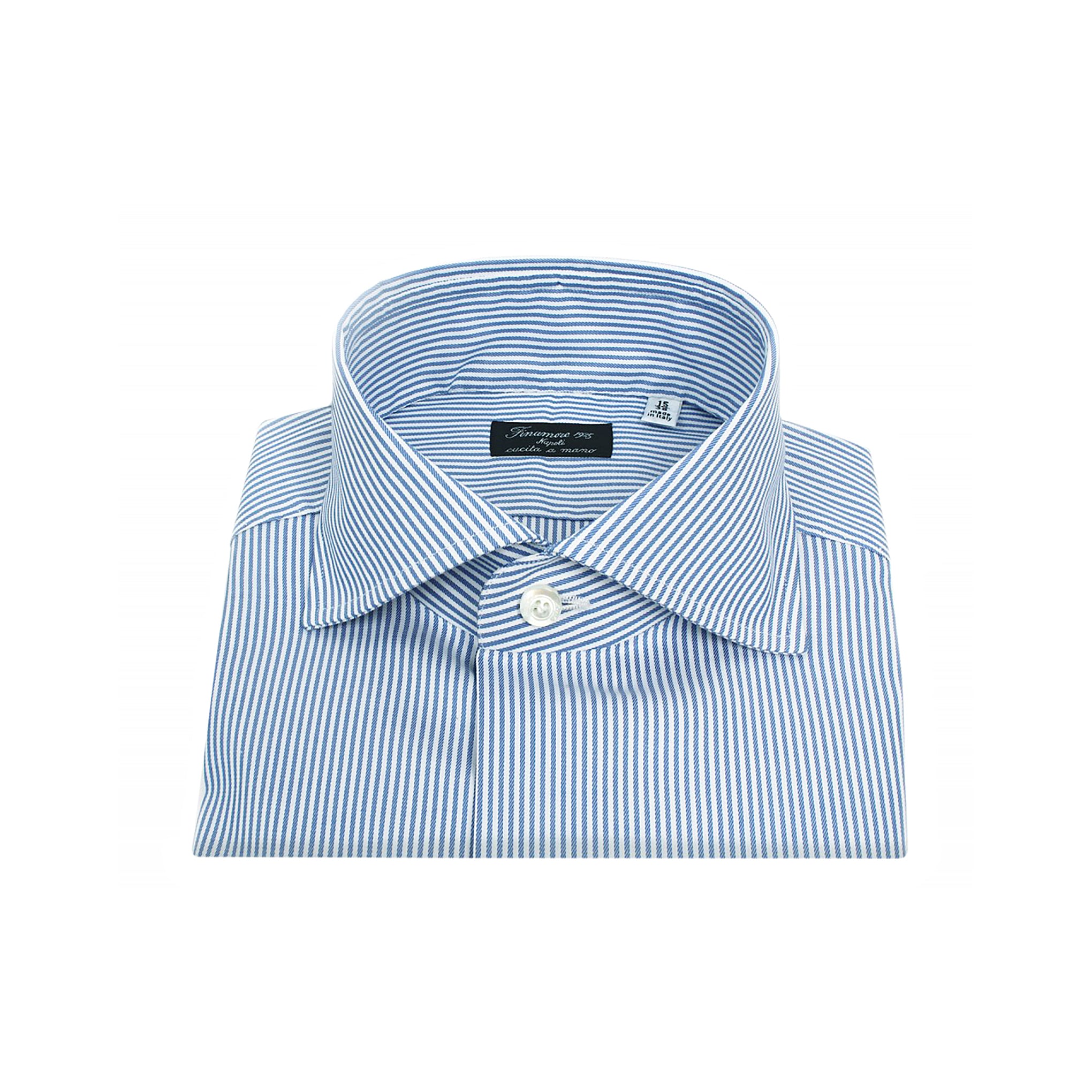 Classic shirt cotton light blue stripe twill Napoli