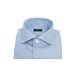 Camicia classica Napoli in cotone twill a righe azzurre