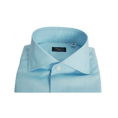 Camicia classica regular fit Napoli Traveller in cotone Zephir verde chiaro