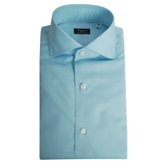 Dress regular shirt light green cotton Zephir Napoli Finamore 1925