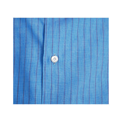 Camicia classica Napoli lino e cotone a righe turchesi Finamore 1925