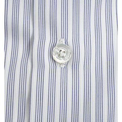Classic Milano slim shirt in white and blu multistripe cotton