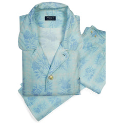 Lyocell fabric pajamas floreal light blue Ponente Finamore 1925