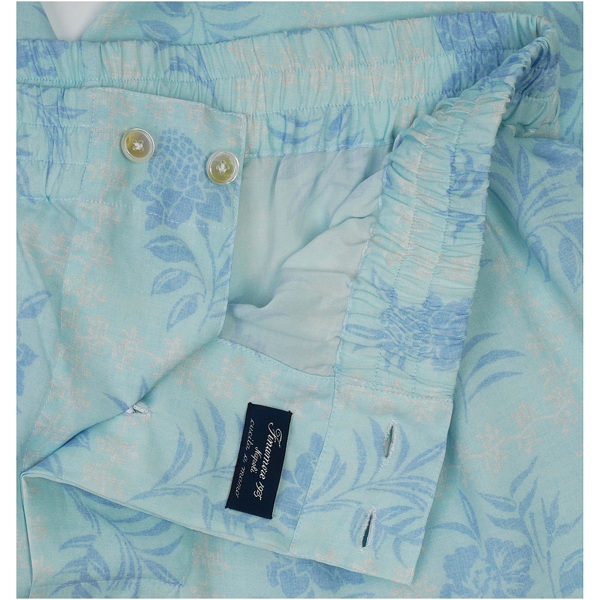 Lyocell fabric pajamas floreal light blue Ponente Finamore 1925