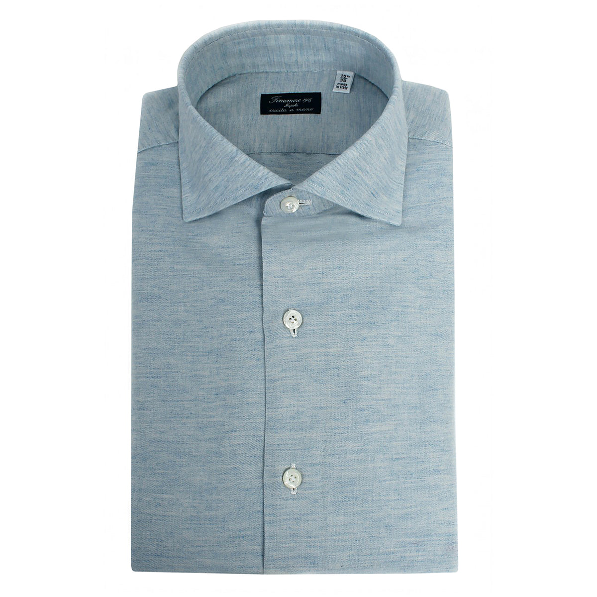 Shirt Napoli cashmere cotton light blue or light gray Finamore 1925