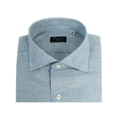 Shirt Napoli cashmere cotton light blue or light gray Finamore 1925