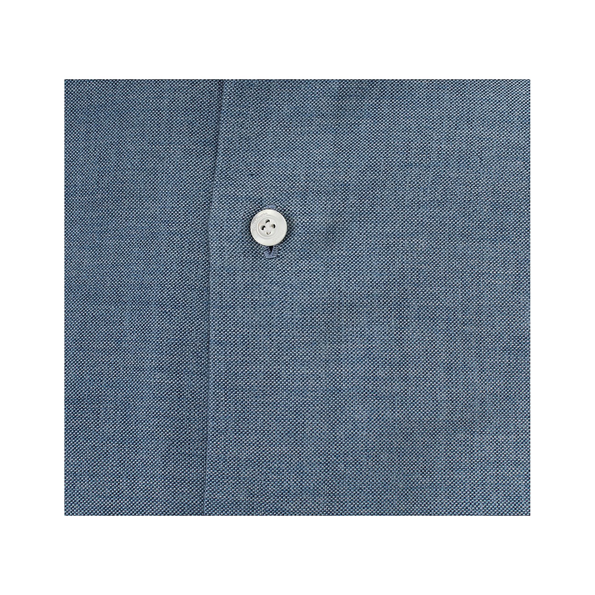 Camicia Napoli classica regular in cotone Royal Oxford e cashmere, blu denim