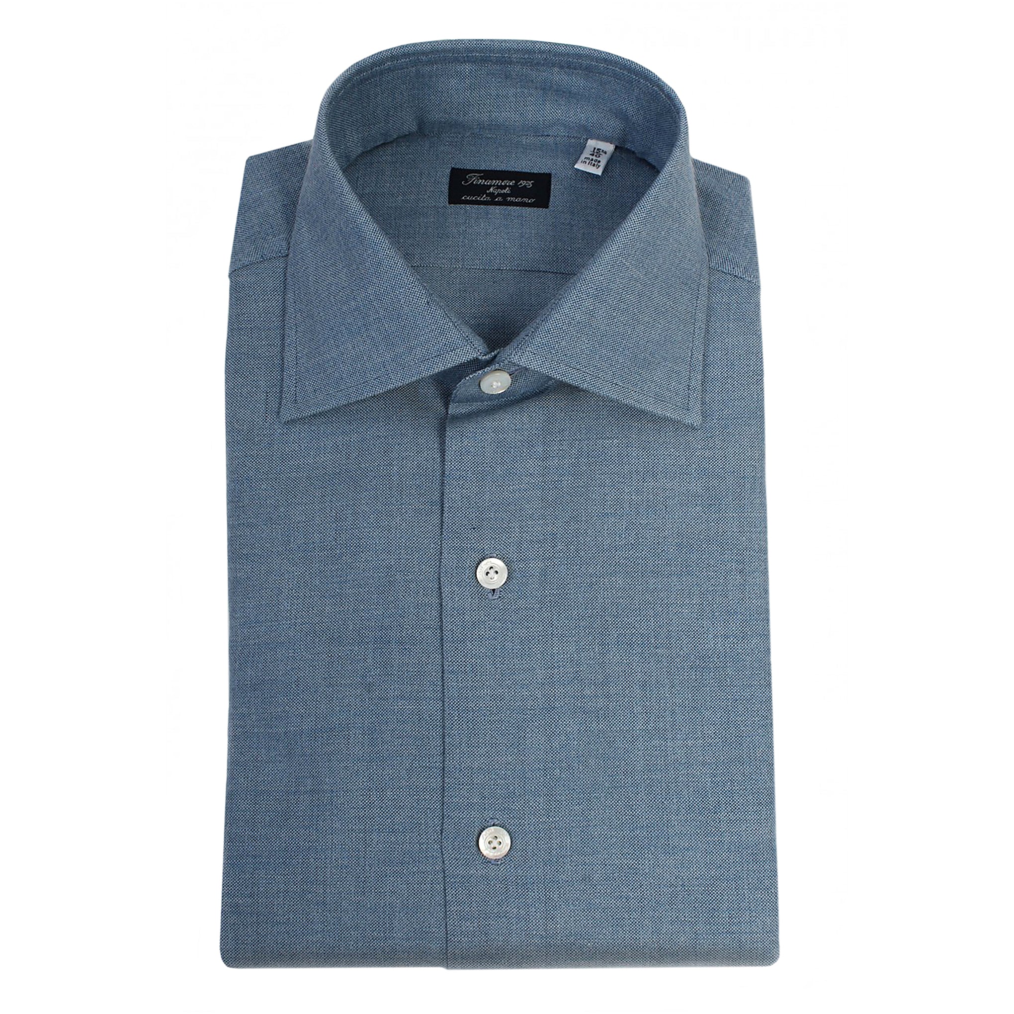 Shirt Napoli dress regular cashmere cotton Royal Oxford blue denim