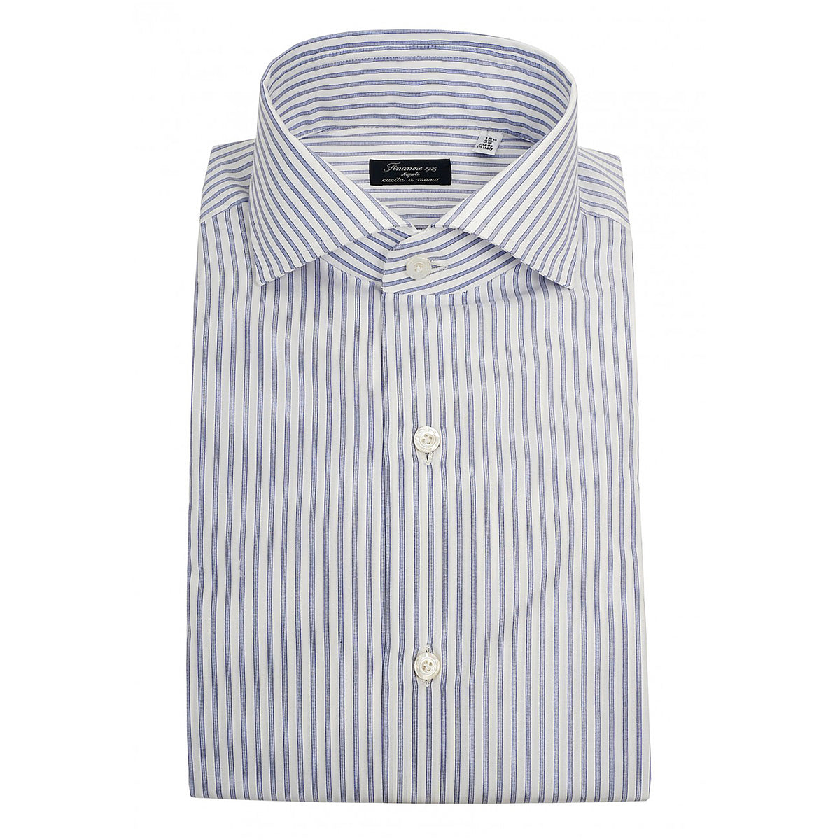 Camicia Napoli vestibilità classica regolare in cotone a righe azzurre o blu