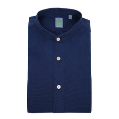 Shirt Tokyo sport slim fit cotton guru collar garment dyed blue